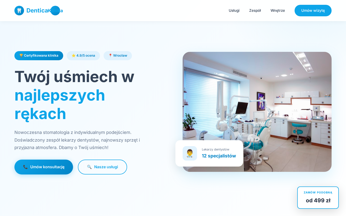 Przykładowa strona internetowa dla dentysty - Uśmiech Zdrowia