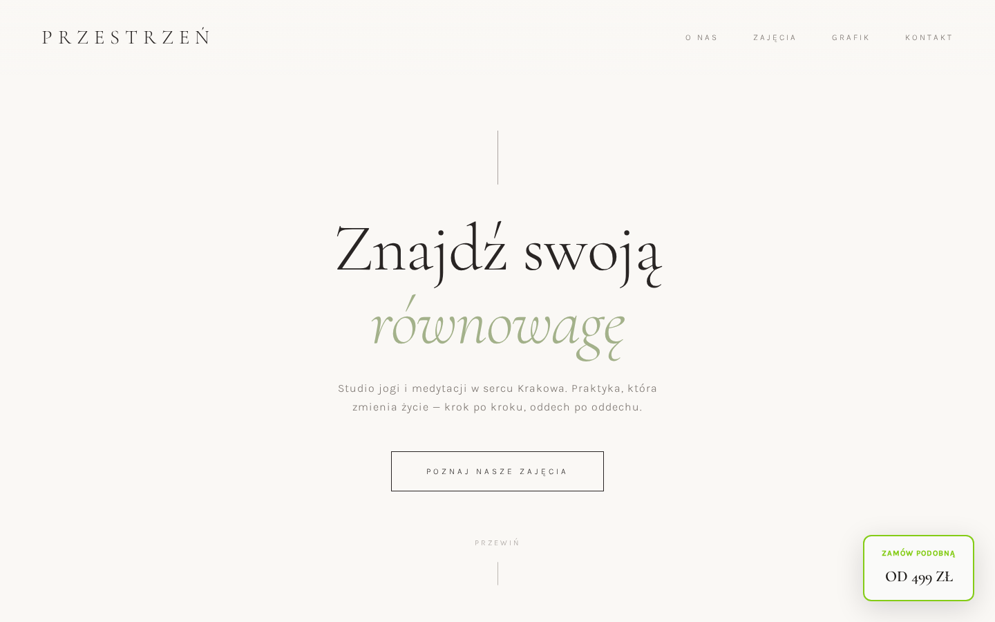 Minimalistyczna strona internetowa dla studia jogi - Przestrzeń dla Ciała i Duszy