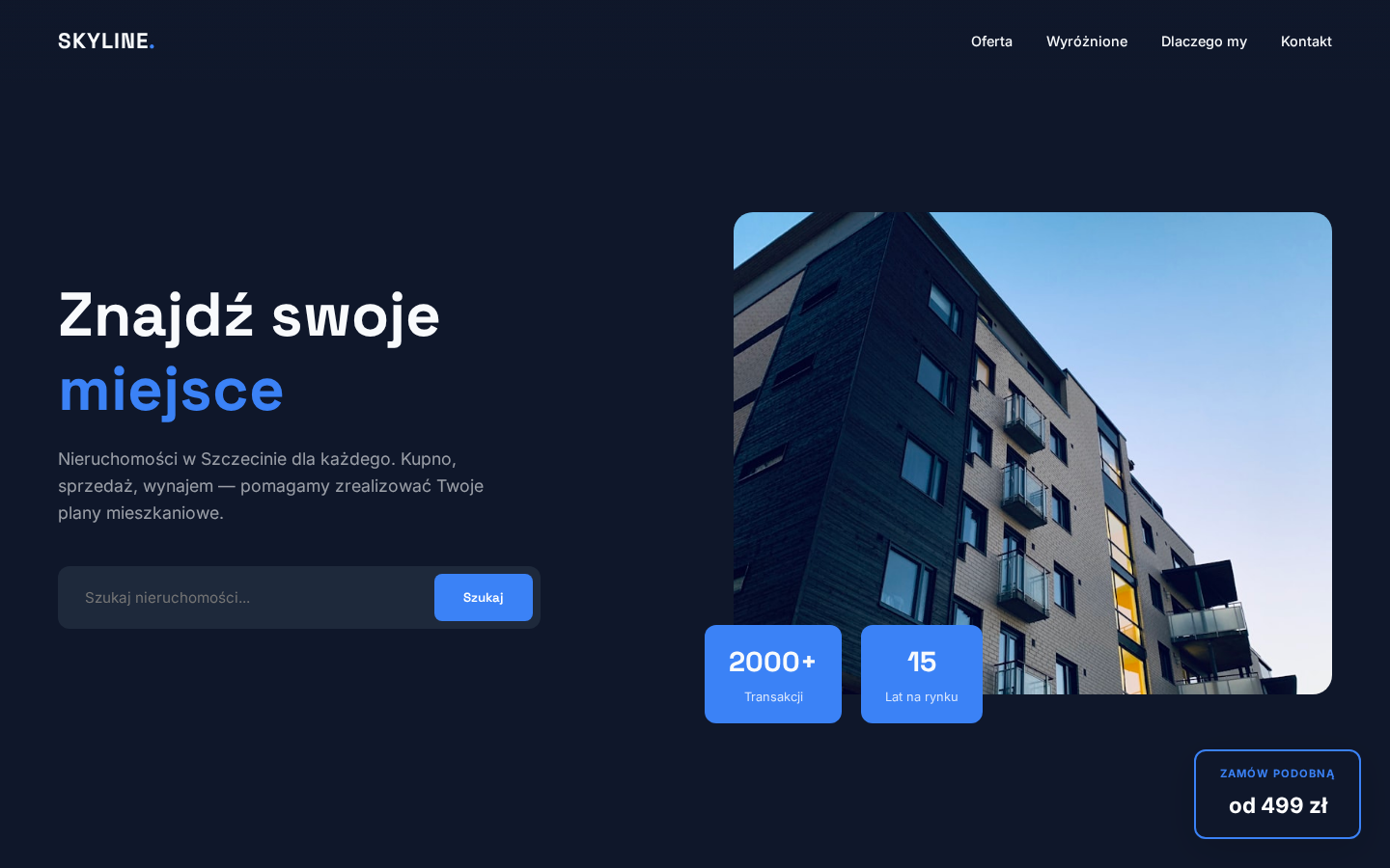 Nowoczesna strona internetowa dla biura nieruchomości - Twoje Miejsce na Ziemi