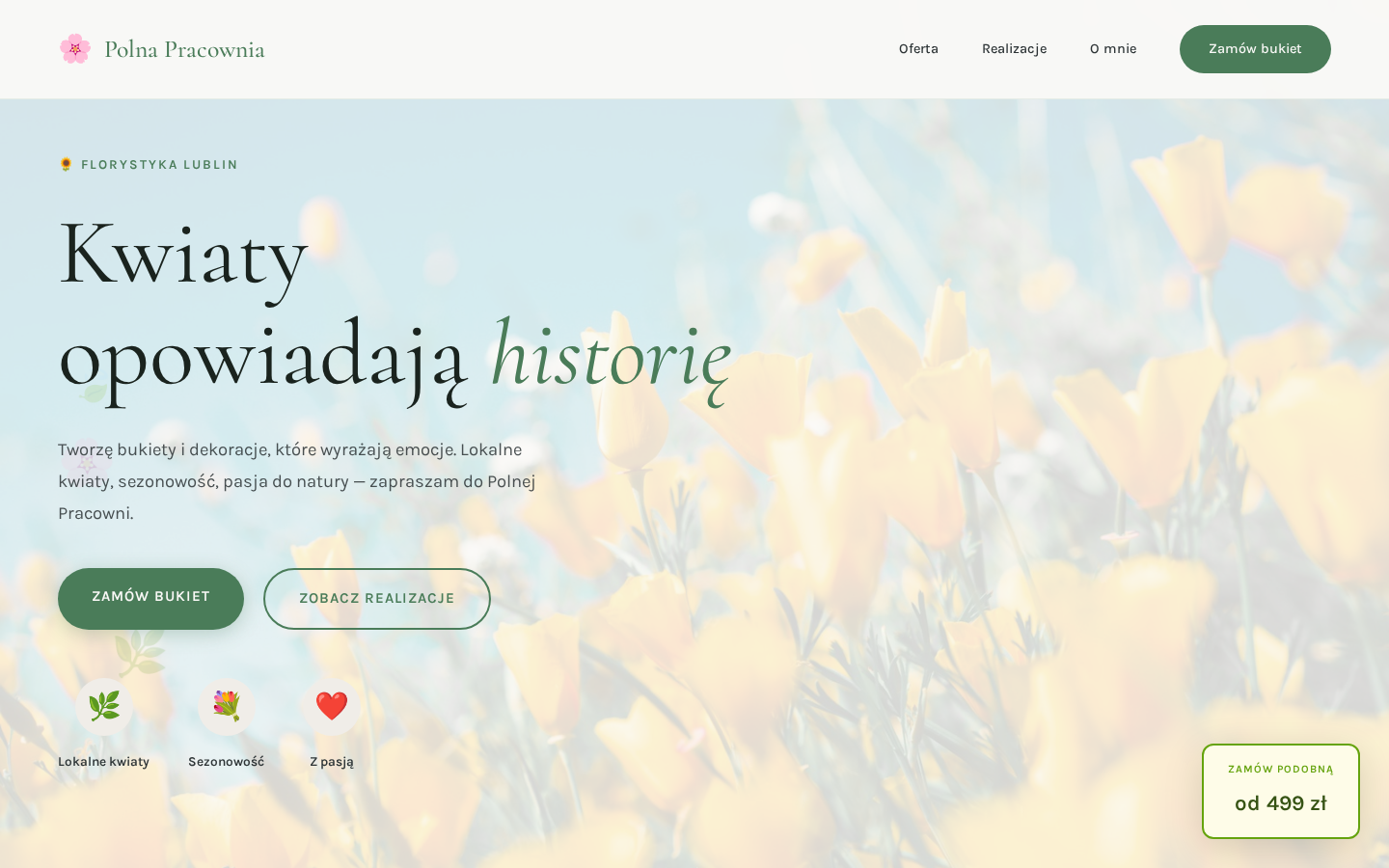 Strona internetowa dla kwiaciarni - Kwiaty Opowiadają Historię