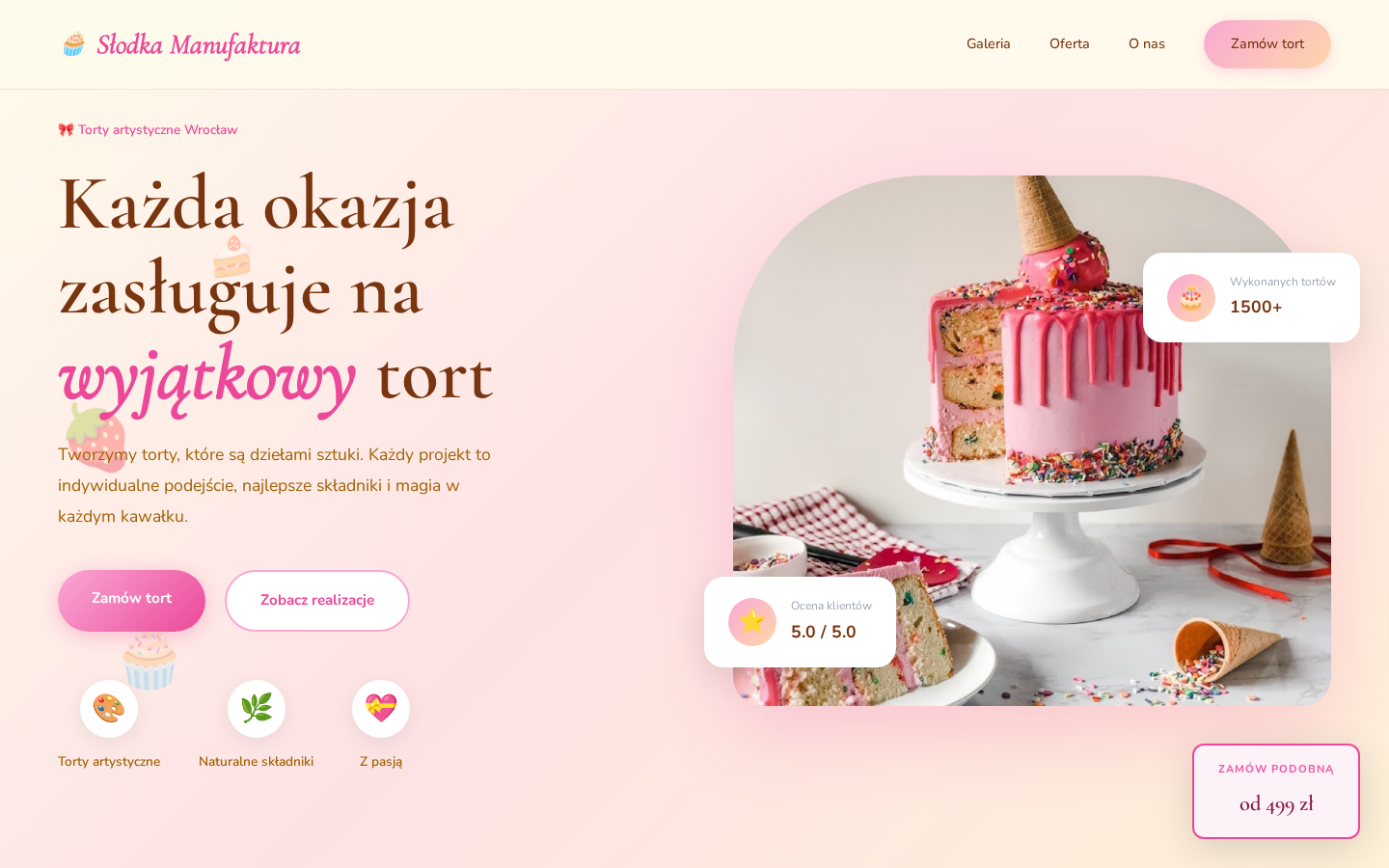 Przykładowa strona internetowa dla cukierni - Słodkie Marzenia na Talerzu